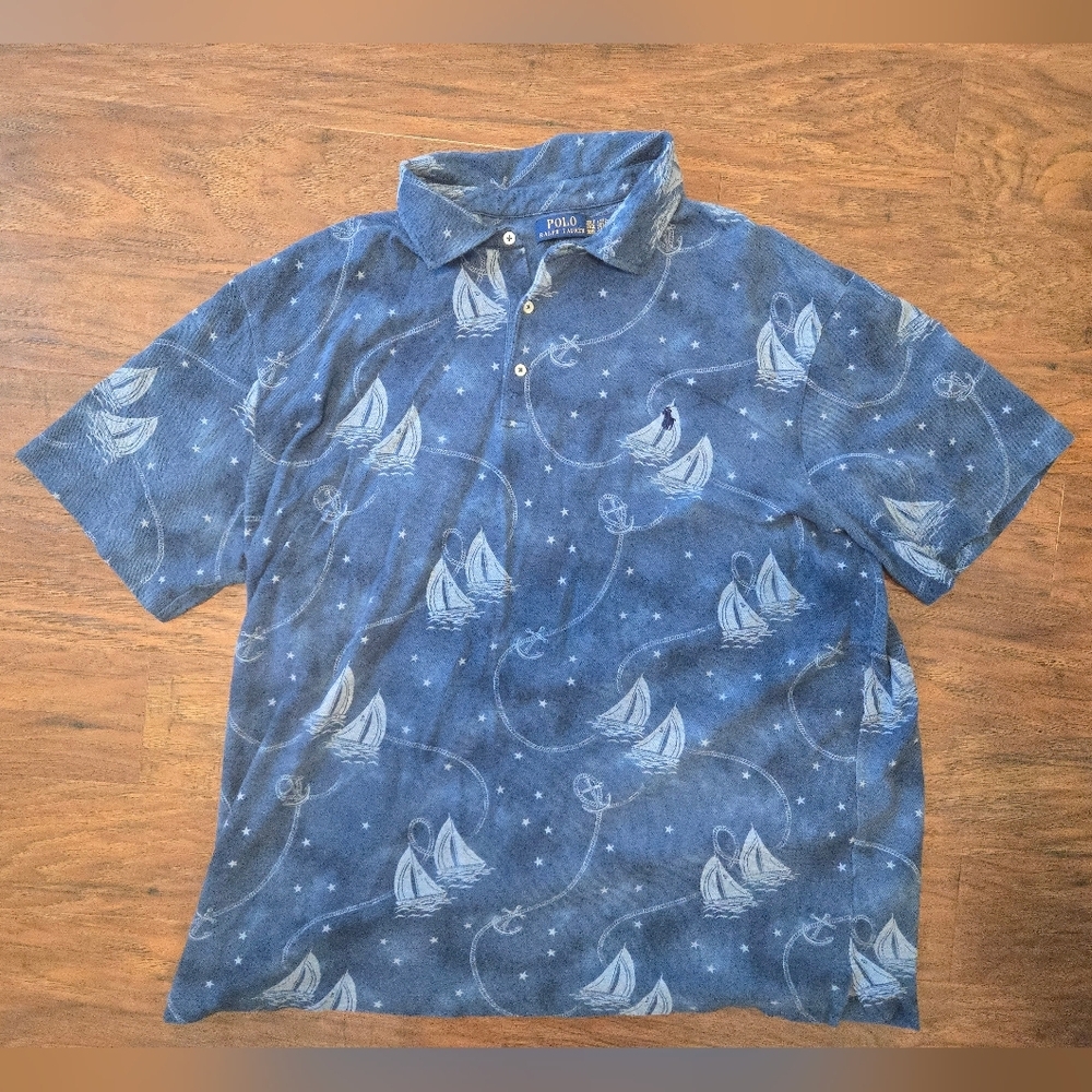 Polo Ralph Lauren Nautical Ocean Voyage Sailboat Blue Mens 3XLT Big and Tall
